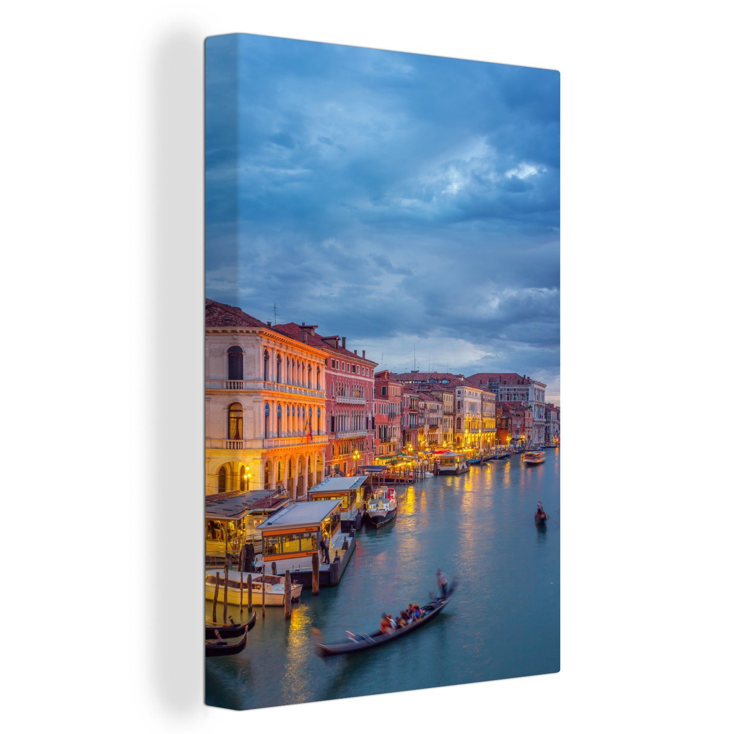 OneMillionCanvasses® Leinwandbild Wasser - Nacht - Venedig, (1 St), Leinwandbild fertig bespannt inkl. Zackenaufhänger, Gemälde, 20x30 cm