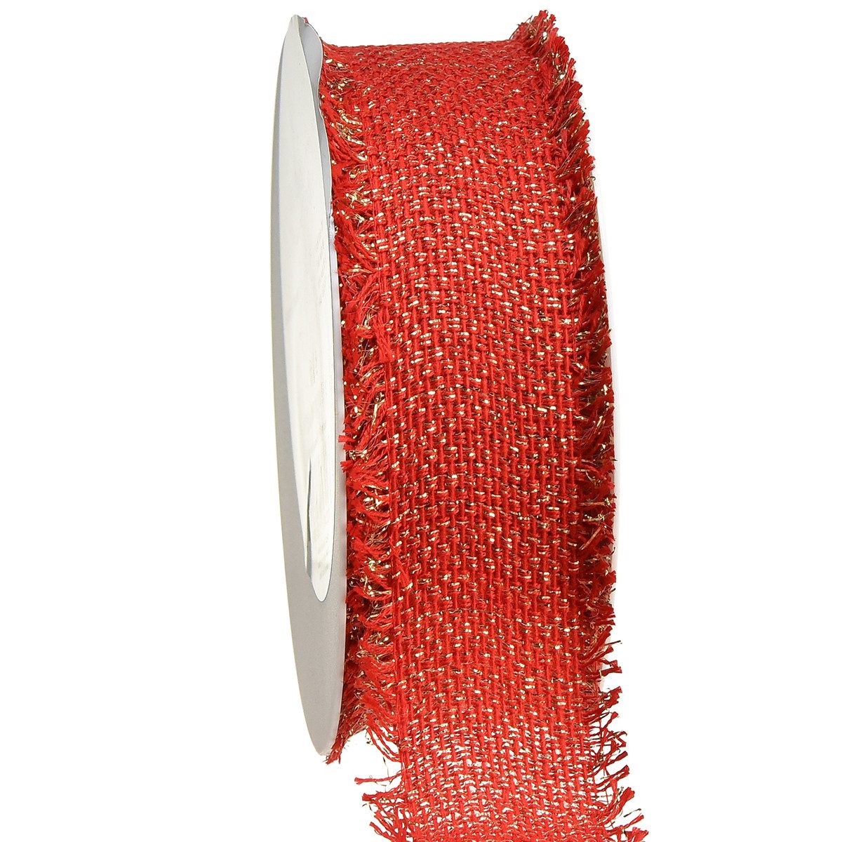 Dekoband Dekoband Rot Gold Fransen Schmuckband 40mm 15m Weihnachten