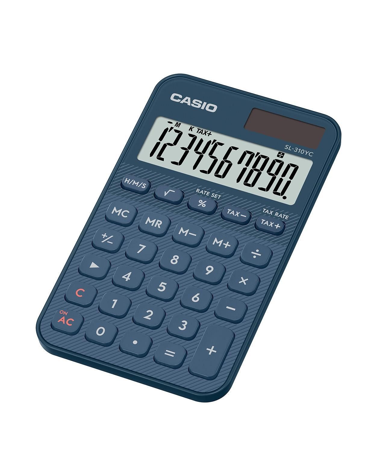 CASIO Taschenrechner SL-310YC, Solar- und Batteriebetrieb, 10-stelliges LC-Display, Rechenfunktionen