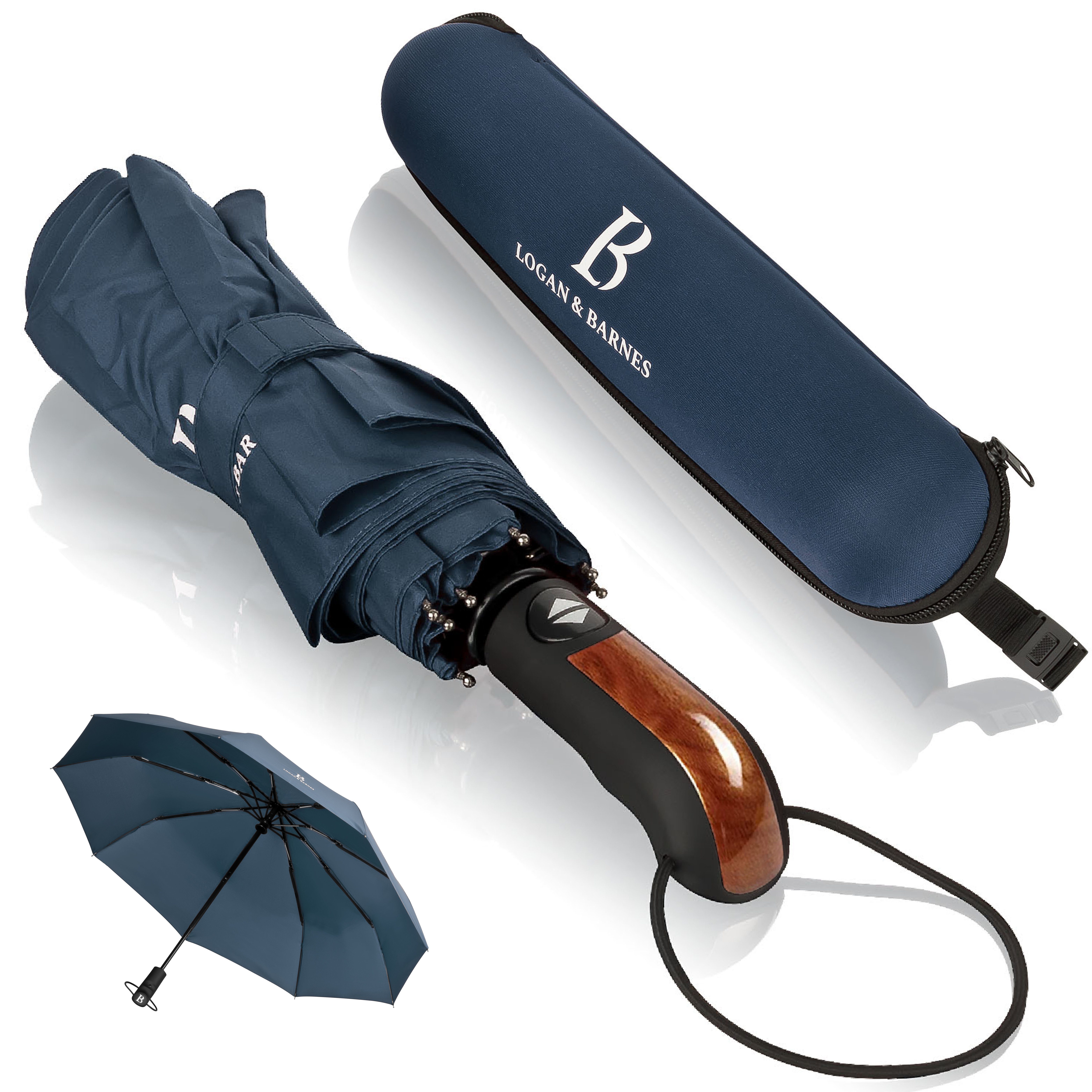 Logan & Barnes Taschenregenschirm Glasgow, Sturmfest bis 140 km/h