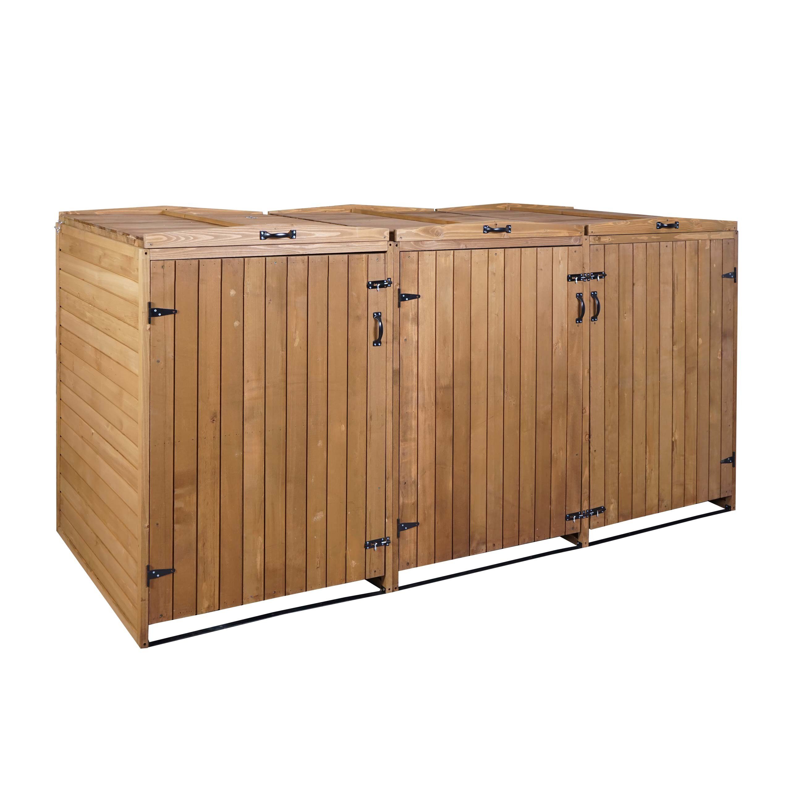 MCW Mülltonnenbox MCW-H74-6, 3 Deckel inkl. Wind-Sicherung durch Ketten,stabiles Gestell