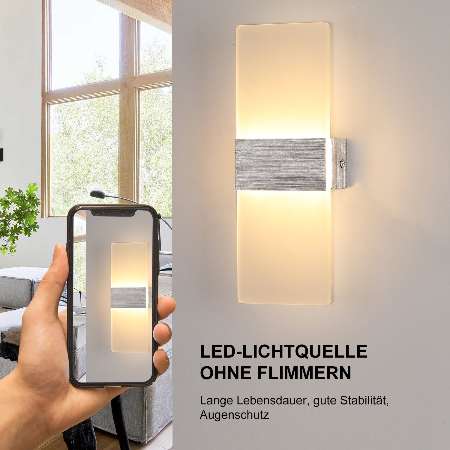 LETGOSPT LED Wandleuchte 12W Modern Wandleuchte günstig online kaufen