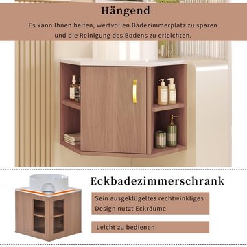 REDOM Badmöbel-Set Waschtisch-Set hängend 50cm, (Waschbecken 2-tlg,Eck Gäste WC Waschplatz)