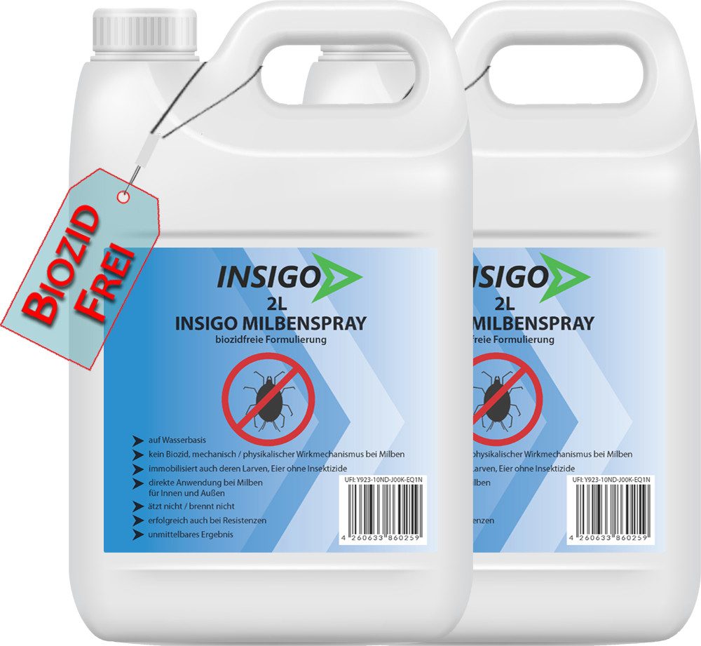 INSIGO Insektenspray Anti Milben-Spray Milben-Mittel Ungezieferspray, 4 l, Produkt fällt nicht unter die Gefahrgutvorschriften