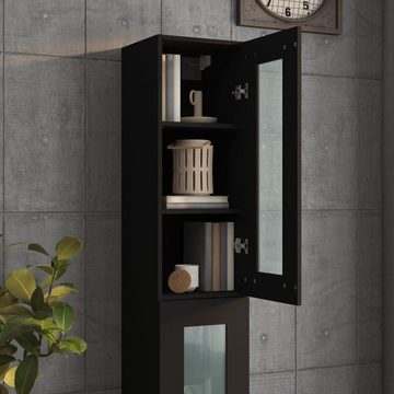 vidaXL Anrichte Hängeschrank Schwarz 34,5x34x90 cm Glas Vitrine