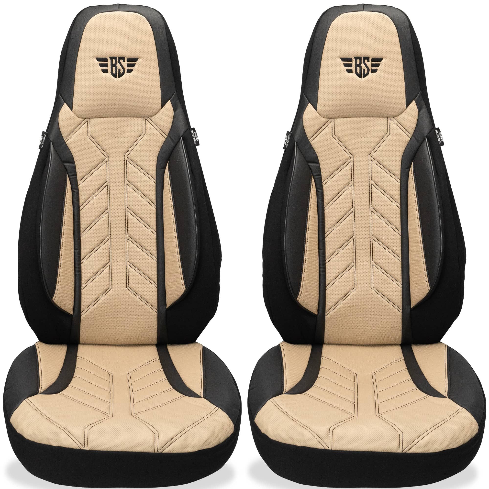 BREMER SITZBEZÜGE Autositzbezug für Audi A6 C5 Bj 1997-05 (DPL507), Set, Schonbezüge Sitzbezüge Fahrer und Beifahrer, in Schwarz/Beige