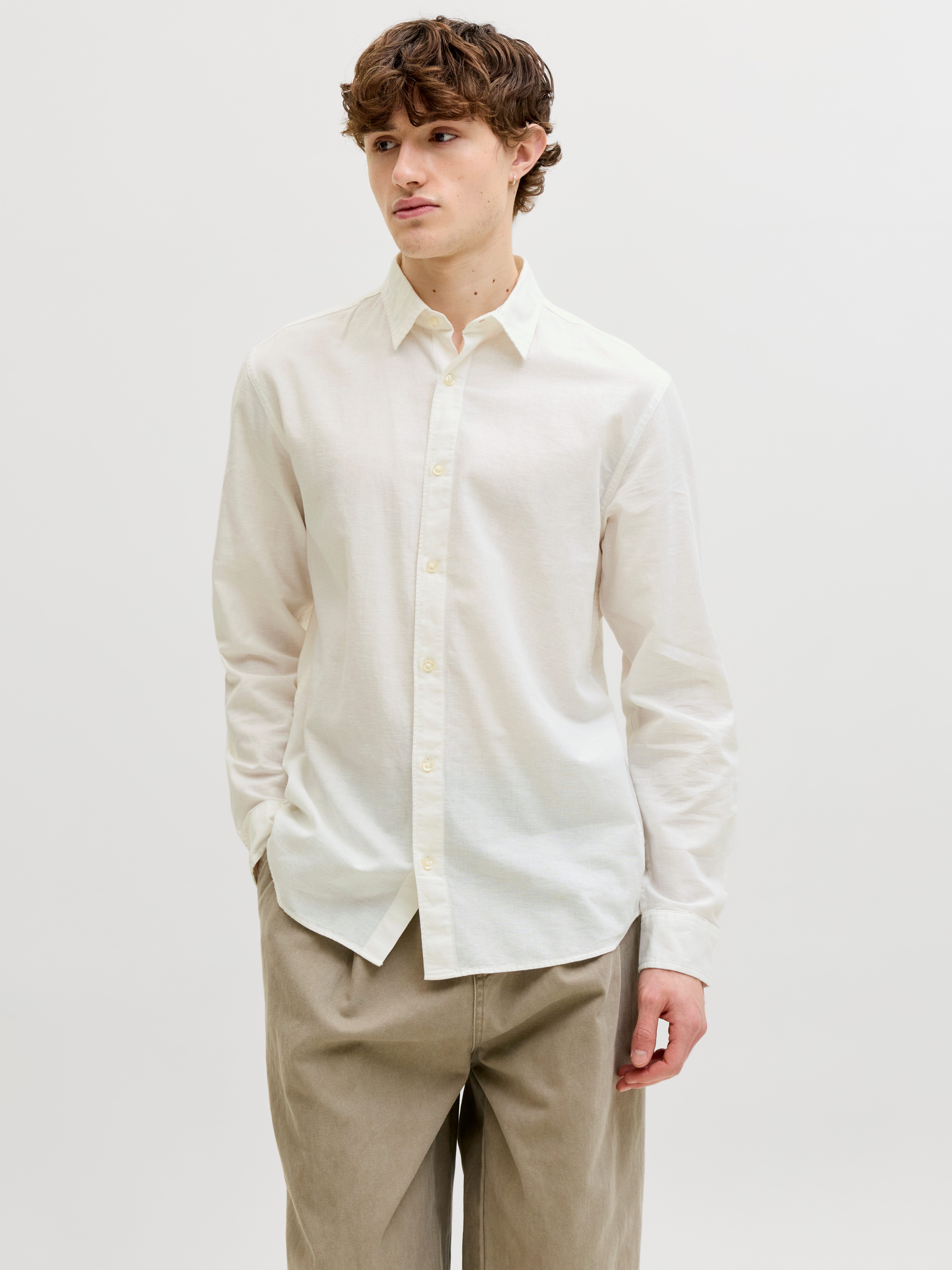 Langarmhemd JJEBREEZE LINEN BLEND SHIRT L/S SN