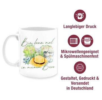 Shirtracer Tasse Bin dann mal in meinem Büro Garten I Geschenk Gärtner Gärtnerin, Keramik, Kaffeetasse Hobby Geschenk