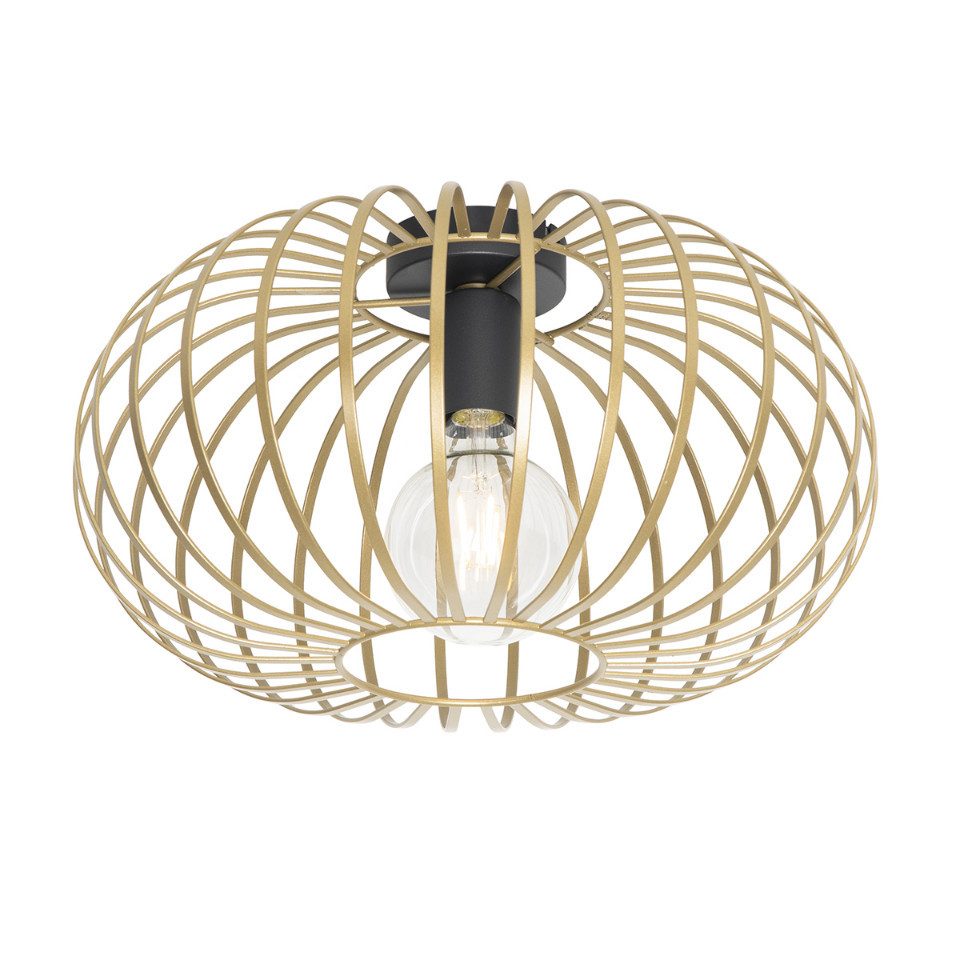 Qazqa Deckenleuchte Johanna, Dimmbar, LED wechselbar, Extra-Warmweiß, QAZQA Deckenleuchte, e27, gold, Stahl, Design