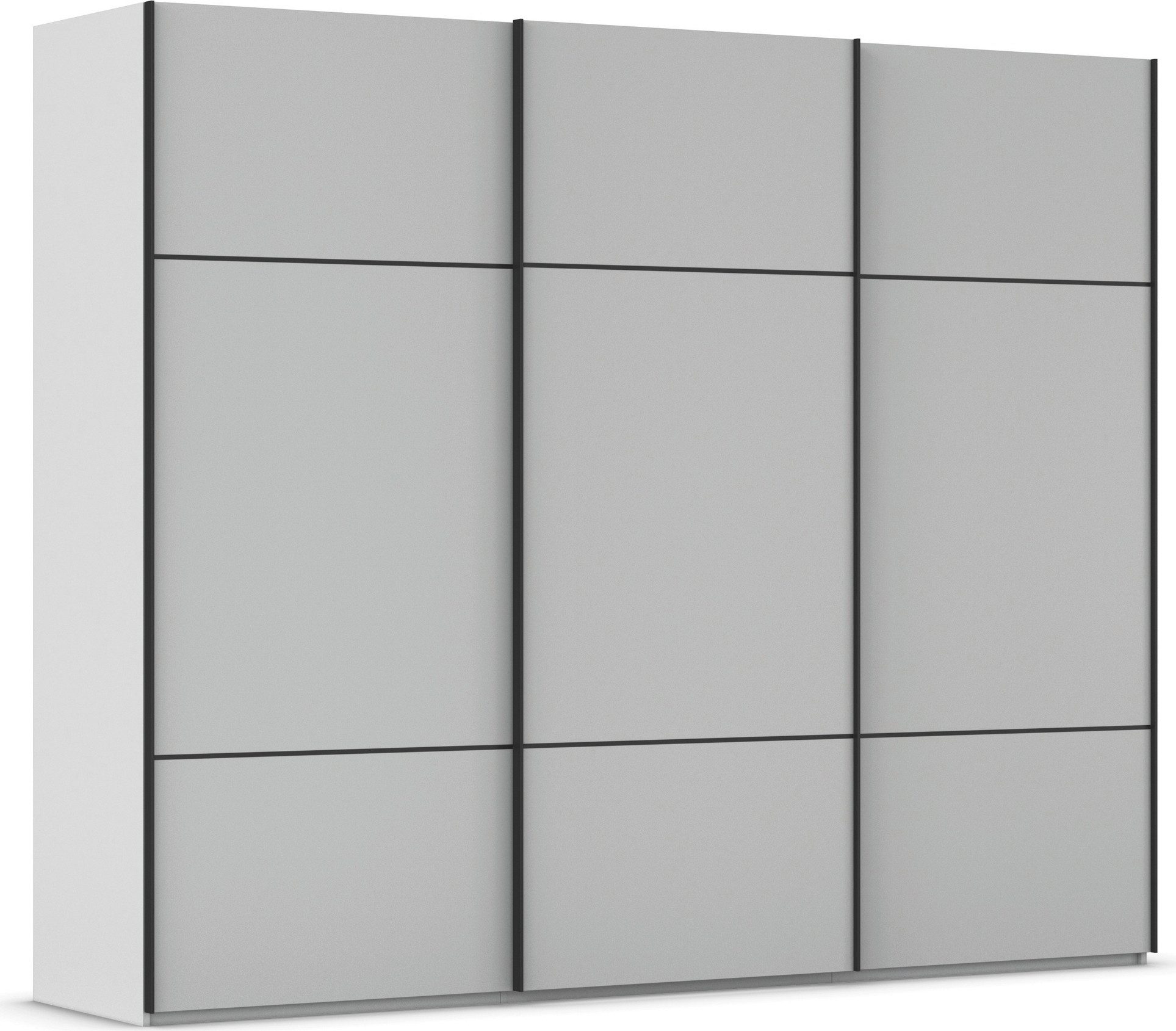 rauch Schwebetürenschrank Kleiderschrank Schrank Garderobe Schlafzimmerschrank SCALE-TRIO edle dreigeteilte Front, 2 Zierleisten in Griff-Farbe MADE IN GERMANY