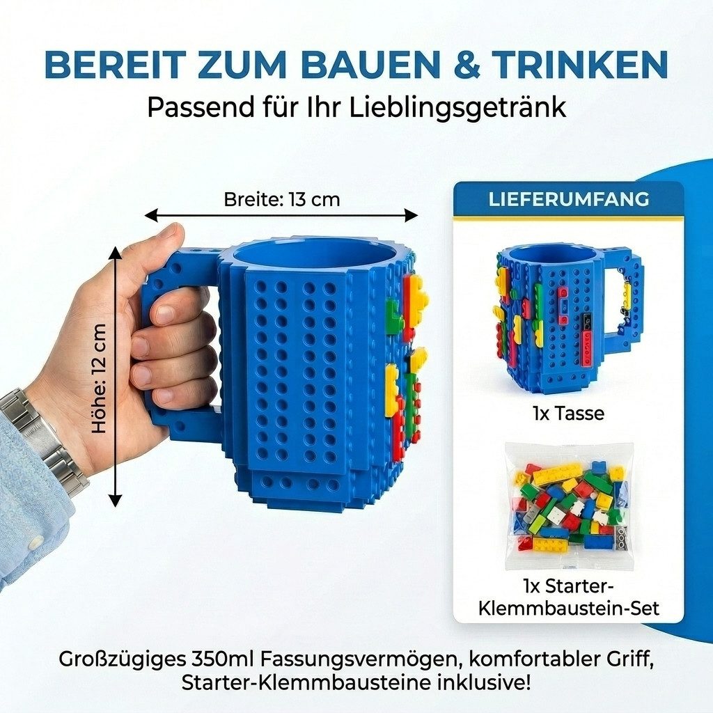 Goods+Gadgets Tasse GOODS+GADGETS LEGOTasse Baustein - kaffee&kinder becher, 350ml, Polycarbonat, Kaffeetasse Kaffee-Becher 350ml – Bild 5 von 5