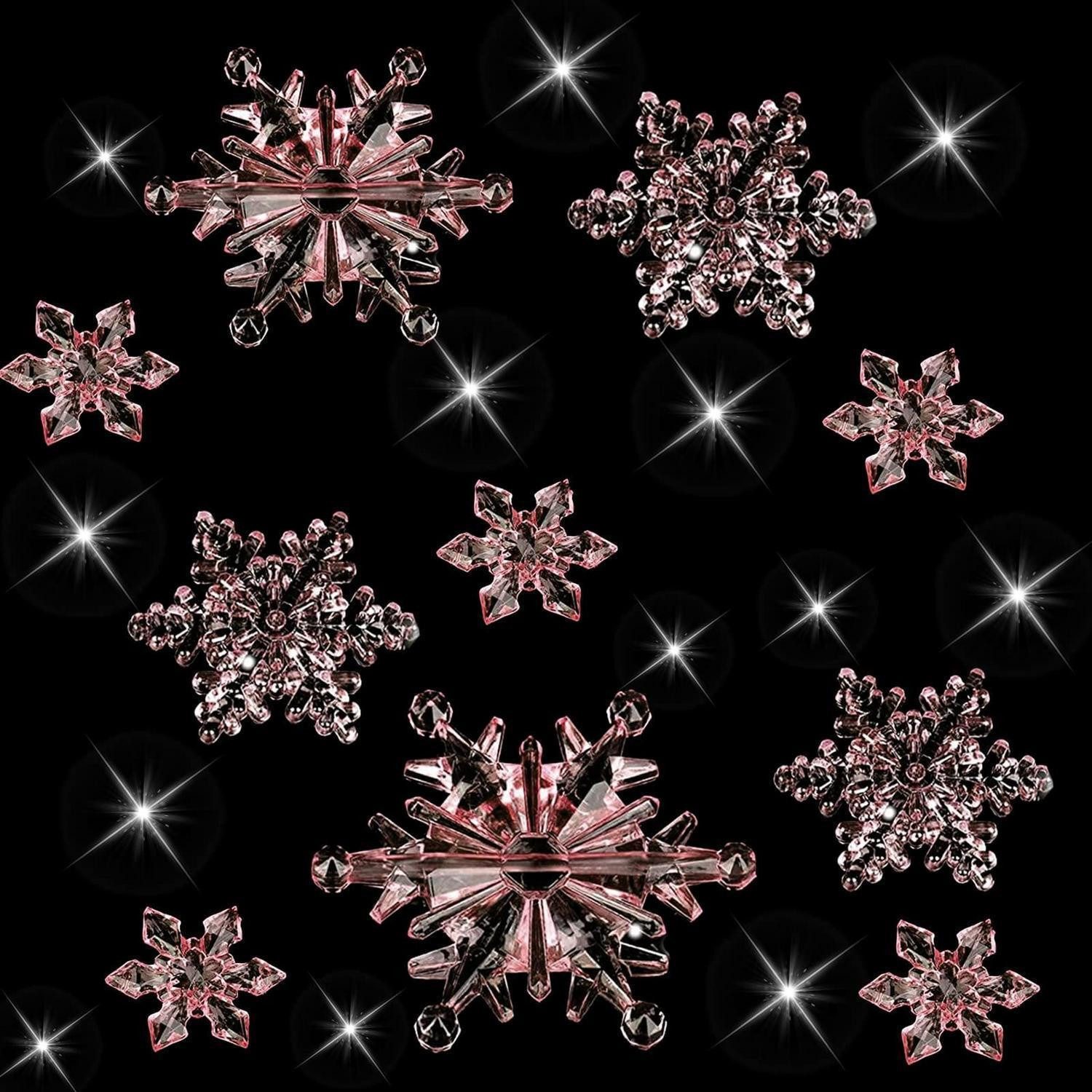 LuxusKollektion Hänge-Weihnachtsbaum Christbaumschmuck Schneeflocken Anhänger 35 Stk Pink (35 St)
