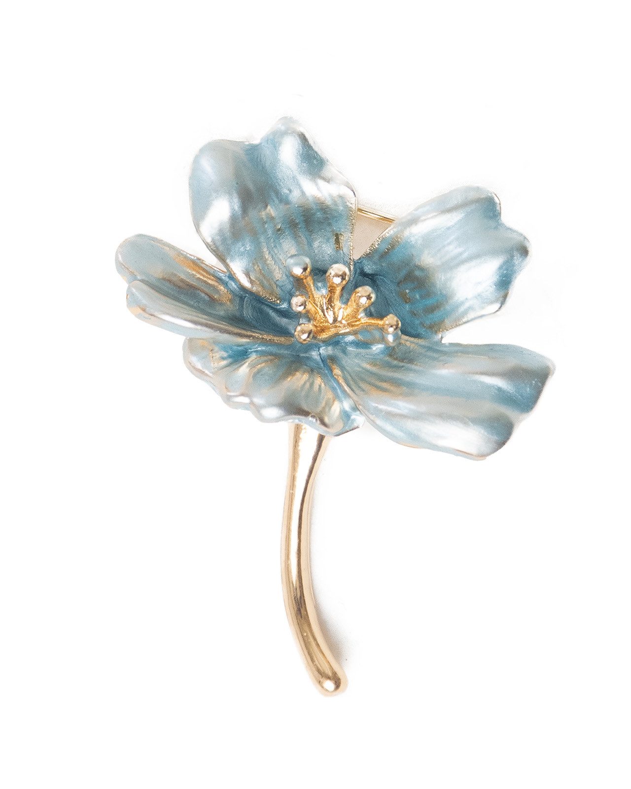MayTree Brosche "blaue Blüte", Metallbrosche (Stück, 1-tlg), Metallbrosche in Form einer blauen Blüte