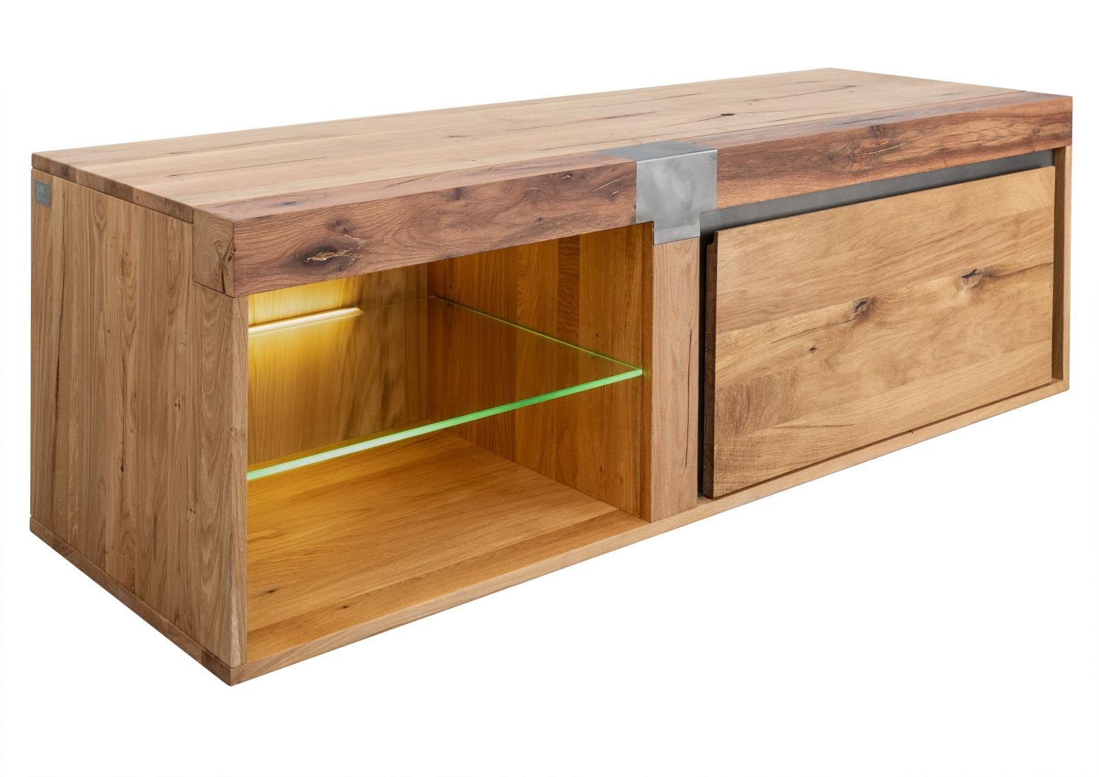 Massivmoebel24 TV-Board (Massivholz), TV-Board Wildeiche / Zerreiche 150x48x50 natur geölt NEW AMSTERDAM #01