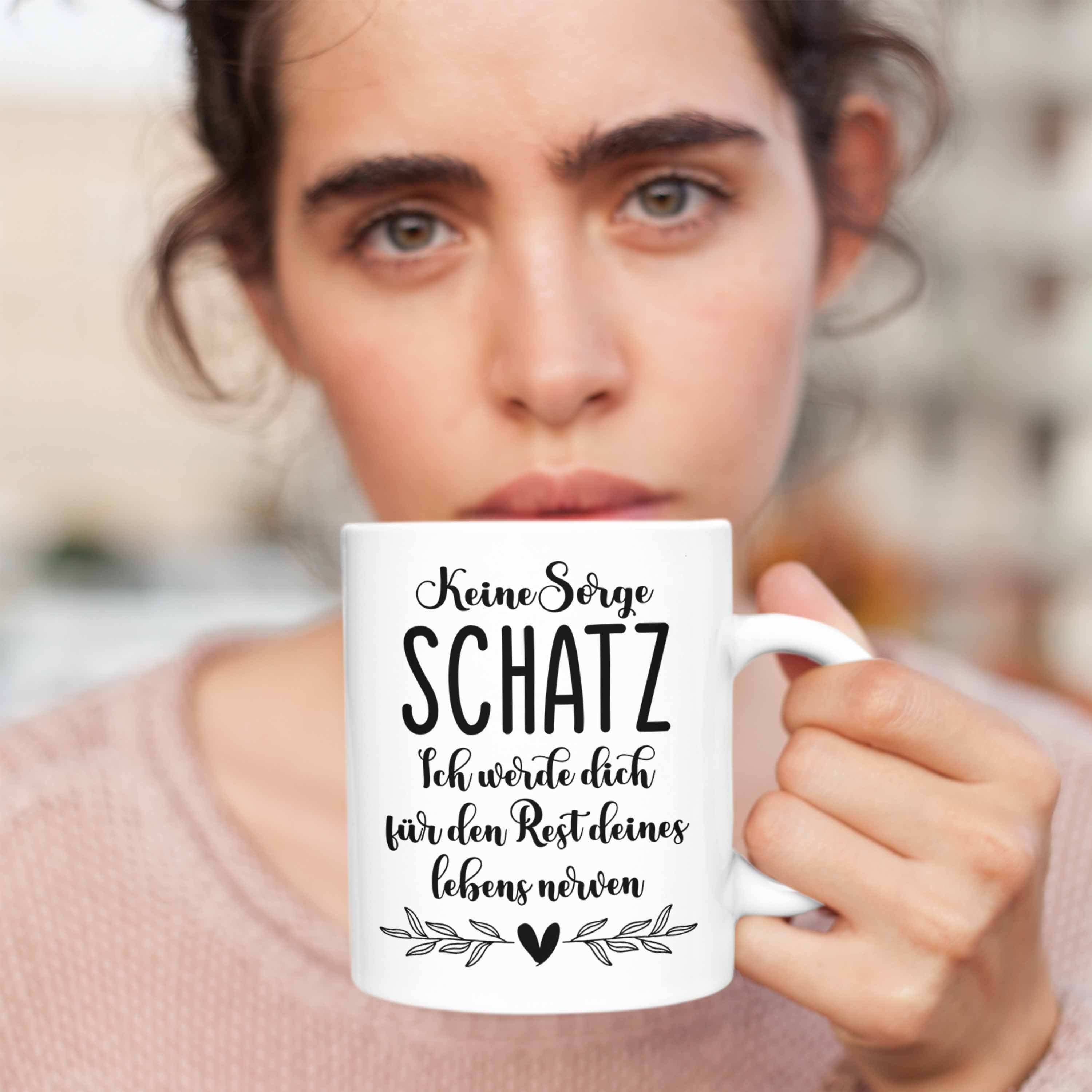 Valentinstag Valentinstagsgeschenk Tasse Geschenk Tasse Schatz Weiss Trendation Freundin Dich Partner - Ich für Liebe Trendation Liebe