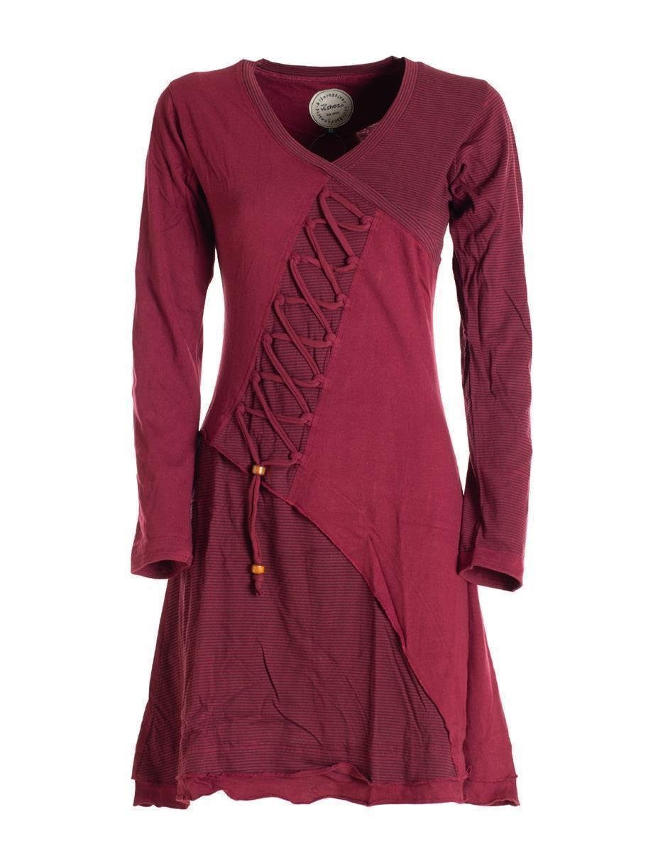Vishes Jerseykleid Asymmetrisches Langarm Damen Baumwoll-Keid Shirt-Kleid Ethno, Elfen Style, Sweat-Kleid