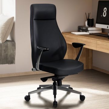 Amstyle Drehstuhl SPM1.448 (Bürostuhl Schwarz, Chefsessel Kunstleder Modern), Schreibtischstuhl bis 120 kg, Design Bürosessel