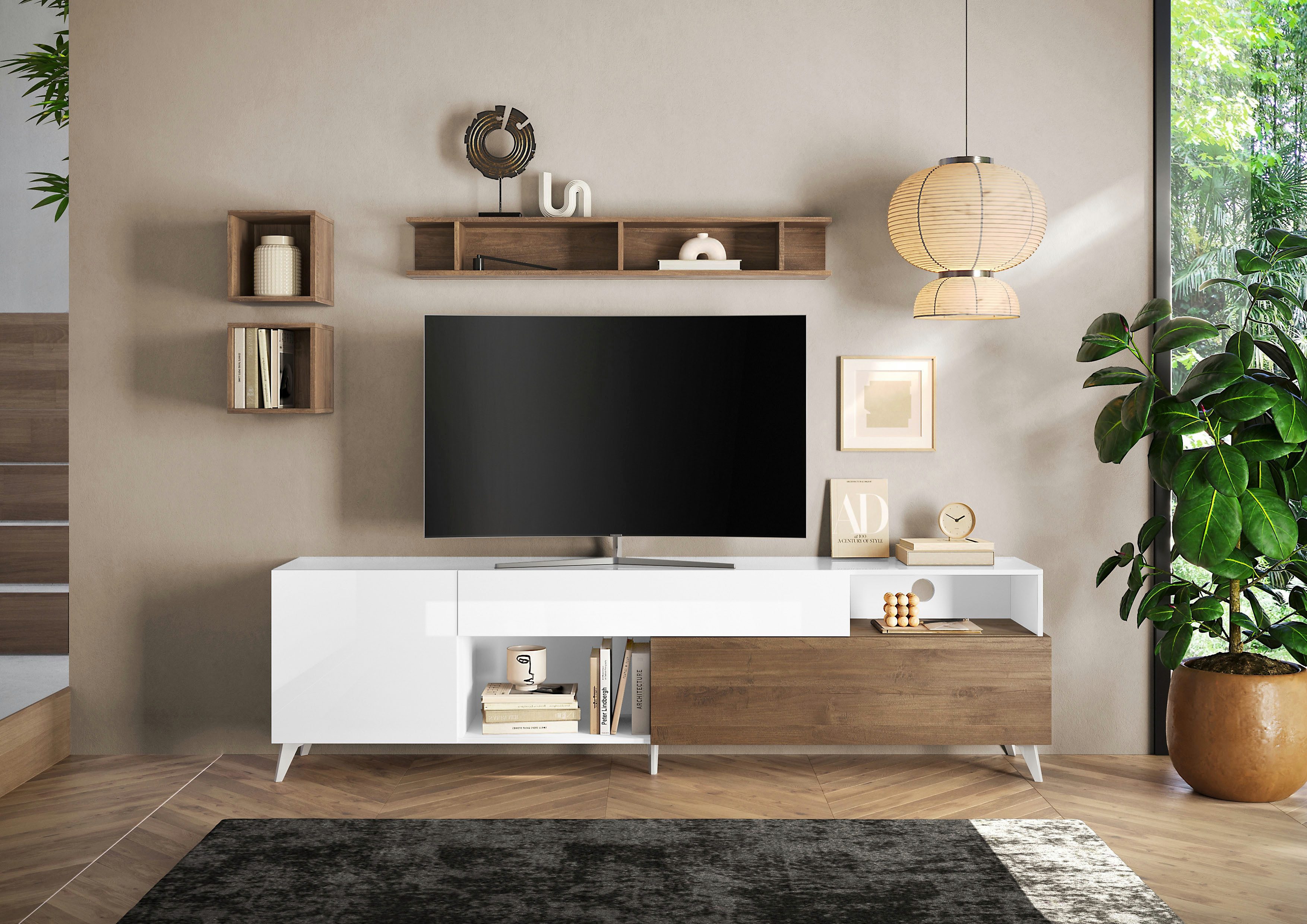 Home affaire Lowboard Monaco in Breite 241 cm, TV-Schrank mit Tür, Klappe und Schubkasten, Mediaboard – sanft schließend, edel, mit Kabelkanal, spürbar geräumig