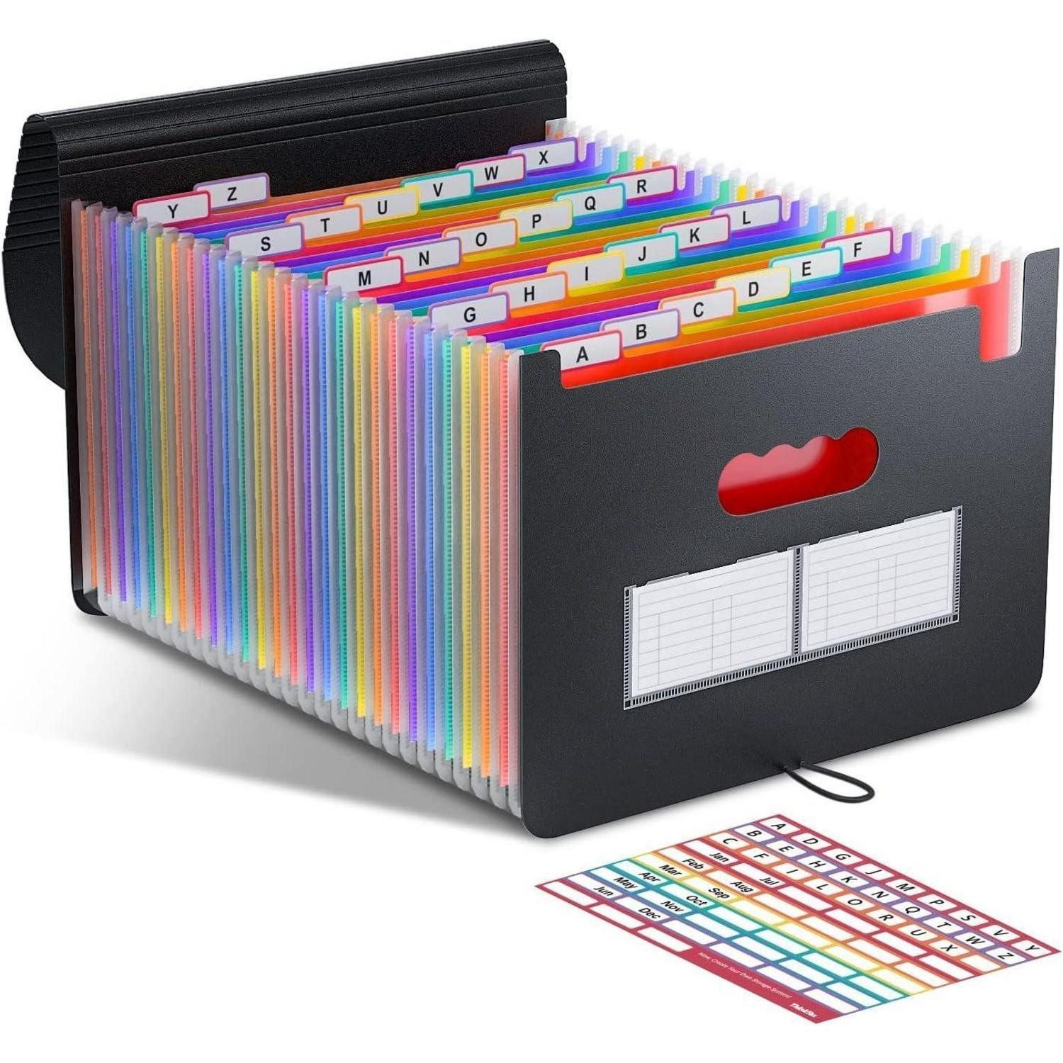 LuxusKollektion Fächermappe Dokumentenmappe A4 26 Taschen Regenbogen Ordner Akkordeon Wasserdicht