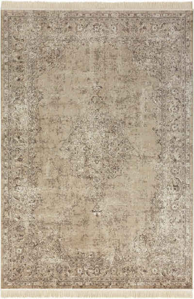Teppich Orient Vintage Medaillon, NOURISTAN, rechteckig, Höhe: 5 mm, Orientalisch mit Fransen, Orient, Wohnzimmer, Schlafzimmer, Esszimmer