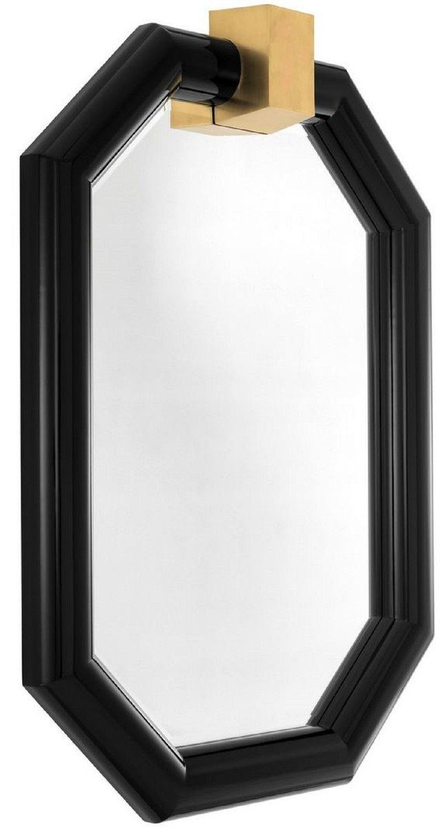 151 / Wandspiegel Spiegel Wandspiegel Achteckiger 15 Qualität x Schwarz cm Casa Padrino H. - Messing 105 - Mahagoni x Luxus Luxus