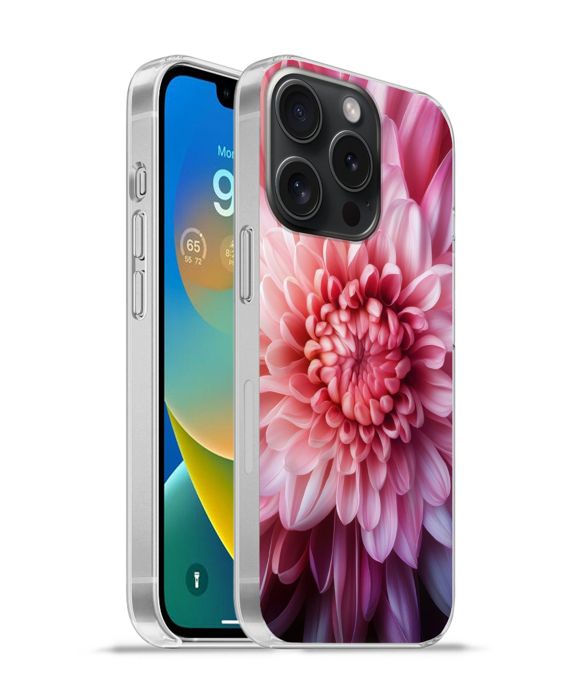 MuchoWow Handyhülle für Apple iPhone 15 Pro Dahlie - Blume - Nahaufnahme - Rosa, Smartphone-Bumper, Print, Handy Schutzhülle Dünn