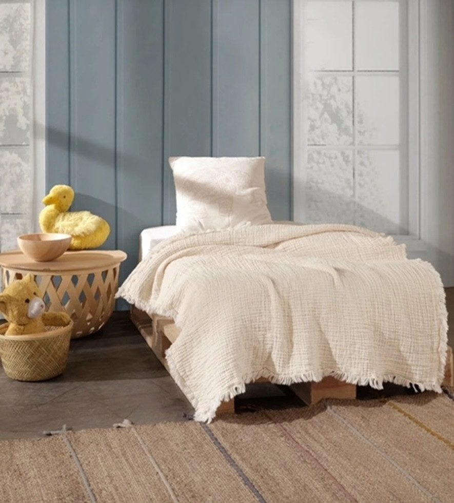 Kinderdecke Musselin Kinderdecke aus Biobaumwolle in verschieden Farben, Sandiik, Kuscheldecke für Kids