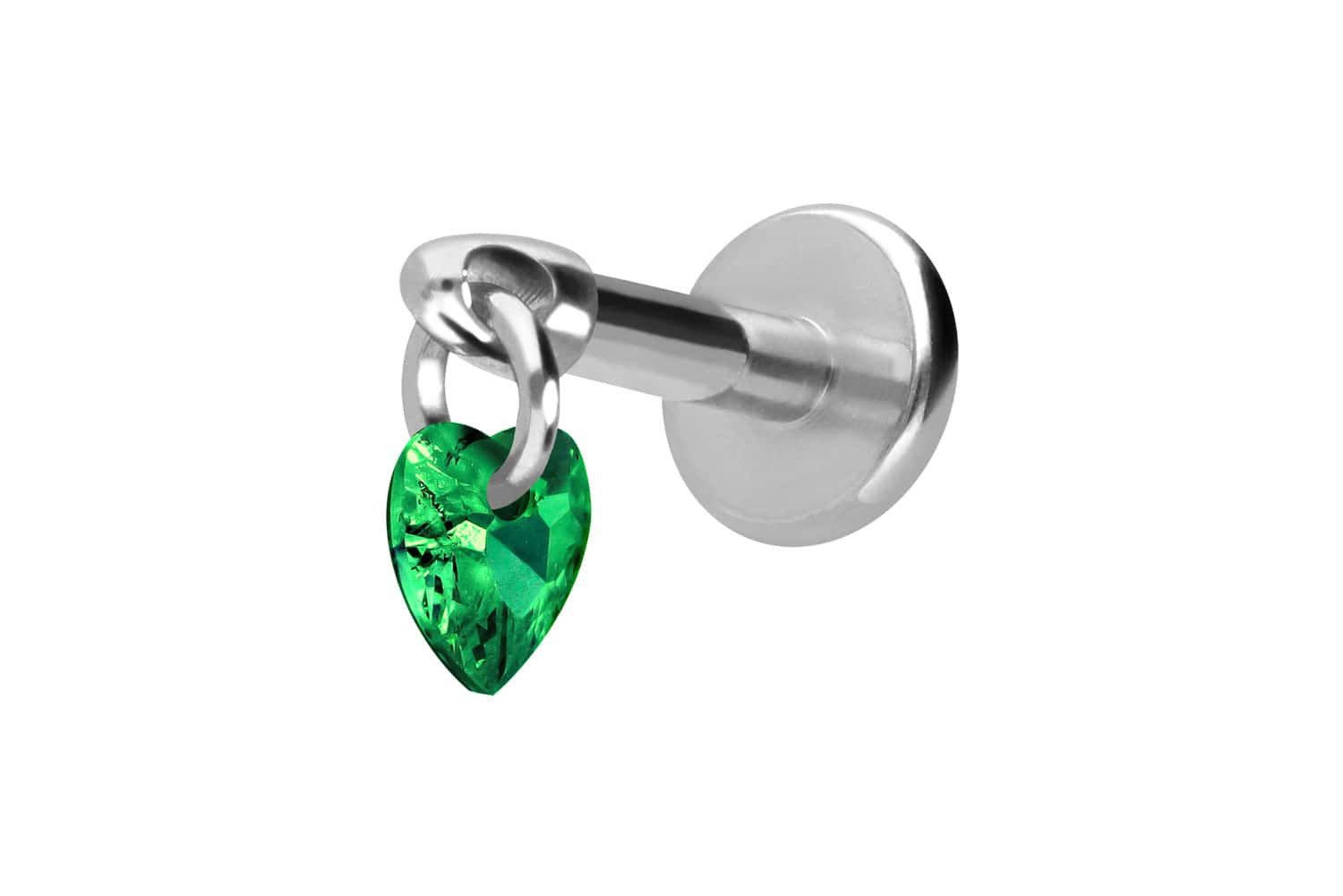 Piercing-Set Titan Labret mit Innengewinde KRISTALLHERZ