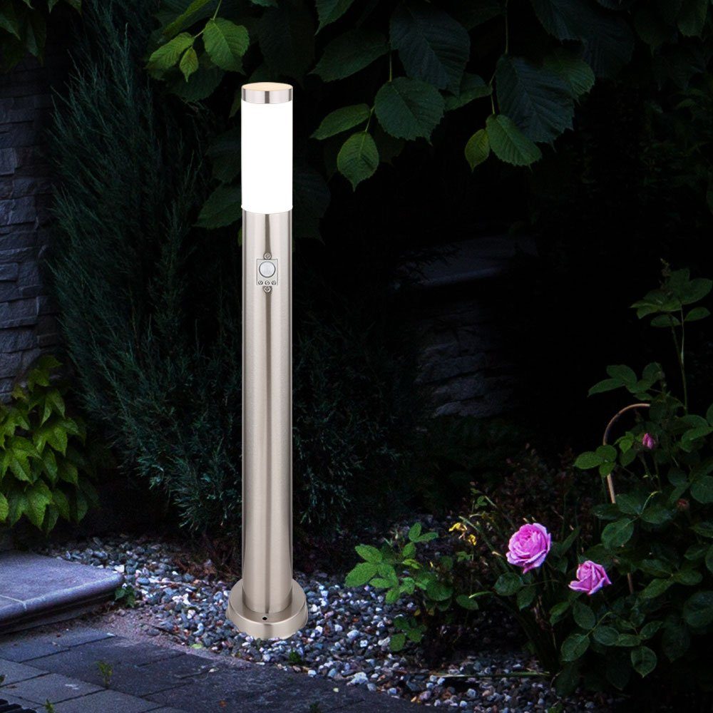 Leuchte Sockel Warmweiß, Leuchtmittel LED Steh SENSOR inklusive, Außen-Stehlampe, Terrassen Design Edelstahl Garten Außen etc-shop