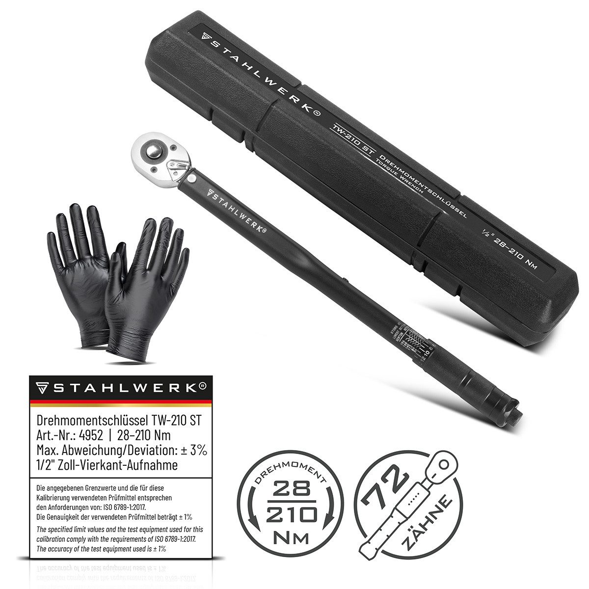 STAHLWERK Drehmomentschlüssel Drehmomentschlüssel TW-210 ST (Packung, 1 St), verchromt