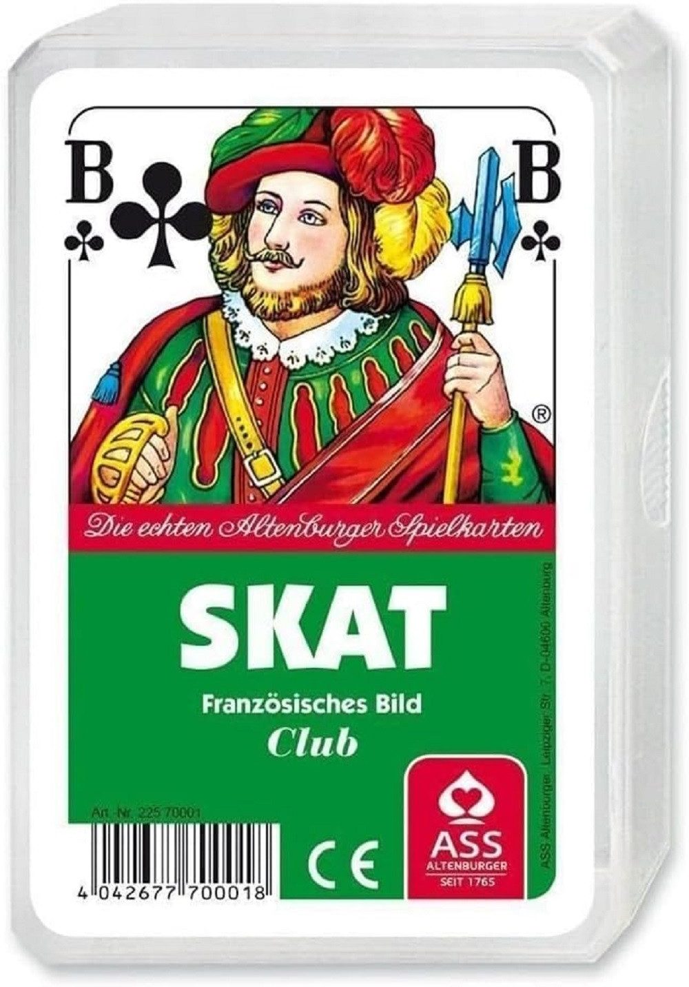 ASS Altenburger Spiel Skat Spielkarten im Kunststoff-Etui, Französisches Bild, mit spezieller Oberfläschenveredelung
