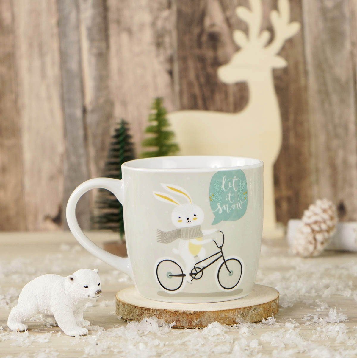 Geda Labels GmbH Tasse Tasse Let it snow 300ml, 1-tlg., Porzellan