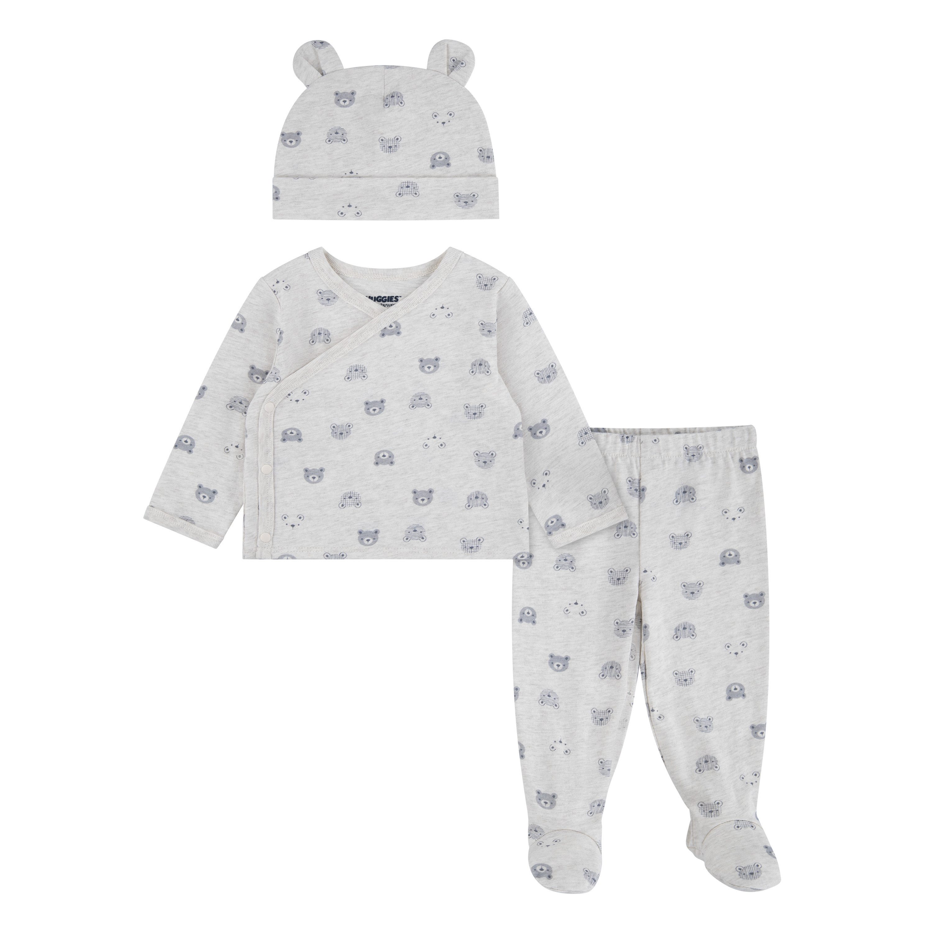 HUGGIES babywear Langarmshirt & Hose HUGG FOOTED PANT SET+ATTACHMEN (Set) mit All-Over Print
