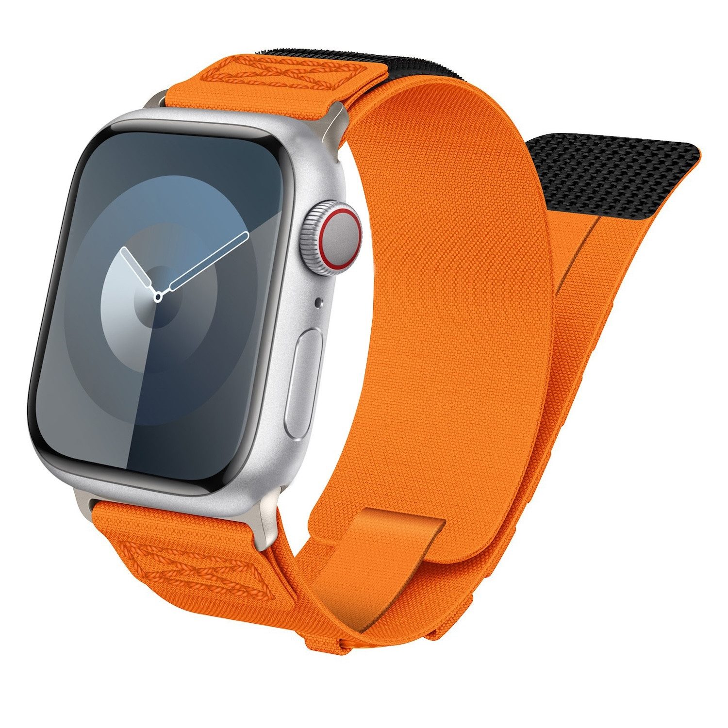 Wigento Smartwatch-Armband Für Apple Watch SE 2023 44mm Design Geflochtenes Nylon Armband Orange