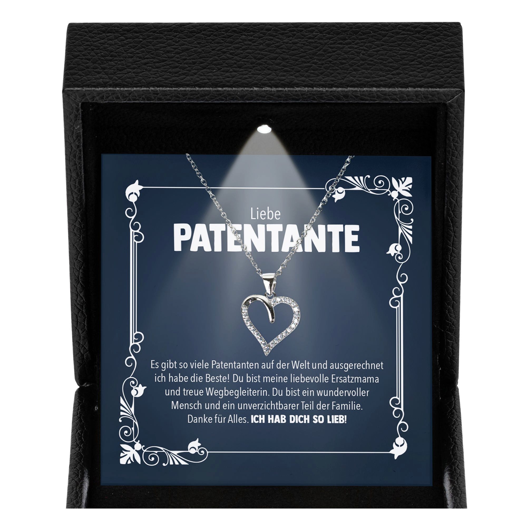 22Feels Schmuckset Liebe Patentante Geschenk Patin Frauen Schmuck Herz Halskette Collier (Geschenkset), Silber 925/000, Geschenkset Made In Germany, Premium Licht Etui