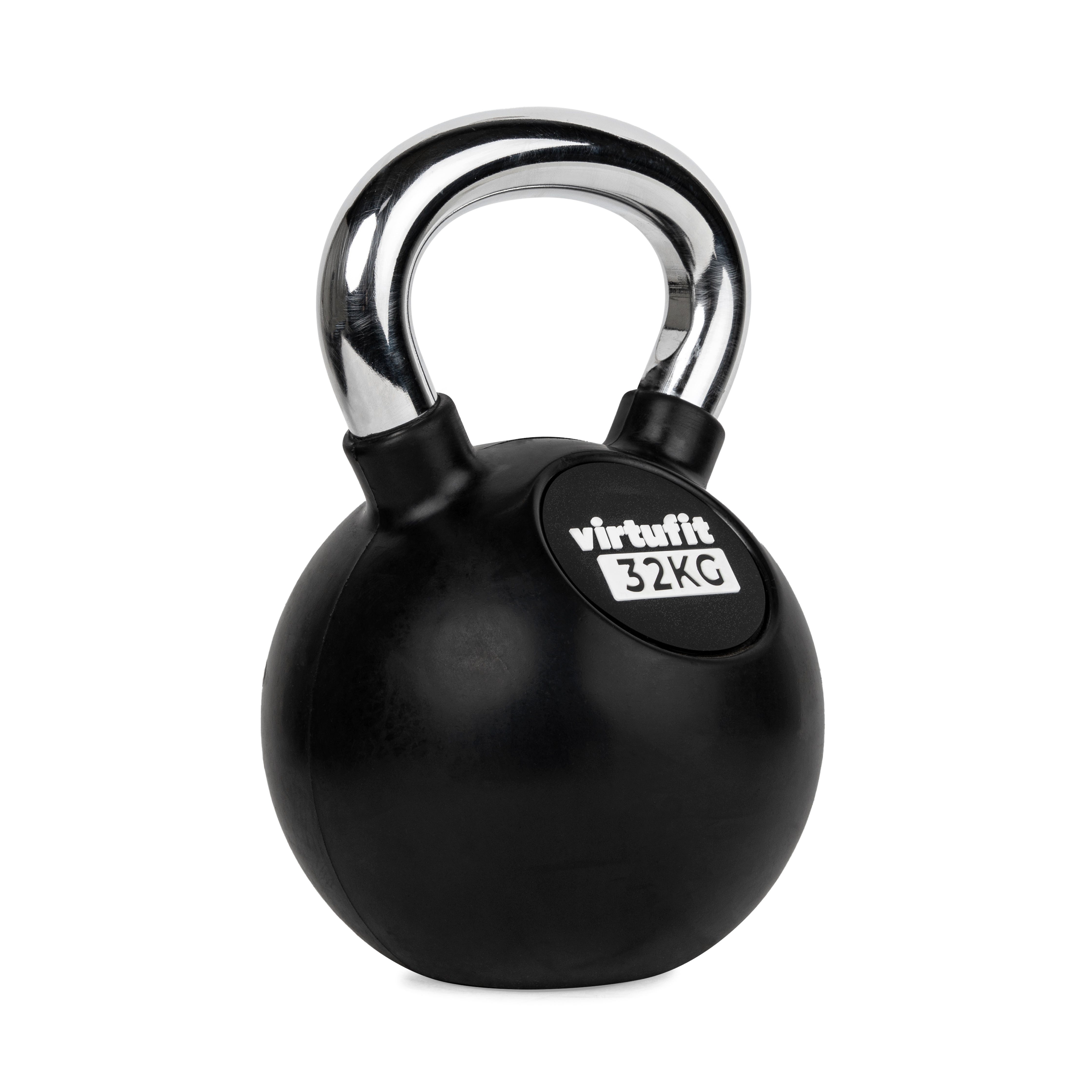 VirtuFit Kettlebell VirtuFit Kettlebell Pro 32 kg aus Gusseisen mit Gummi, Chromgriff