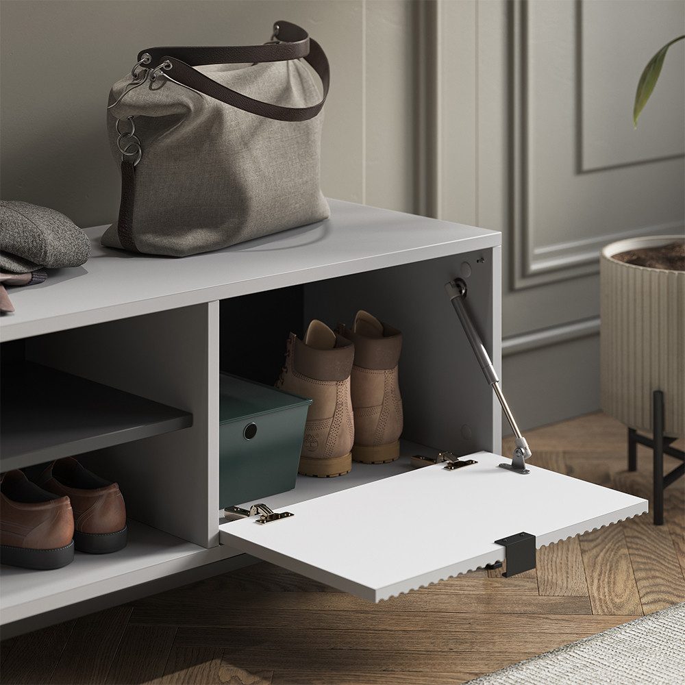 Vicco Schuhbank Eliza, Grau, 100 x 45 cm mit Klapptür (1-St)