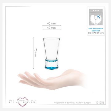 PLATINUX Schnapsglas Shotgläser, Glas, Set bunt Schnapsgläser 2,5cl Tequilagläser Wodkagläser Pinnchen