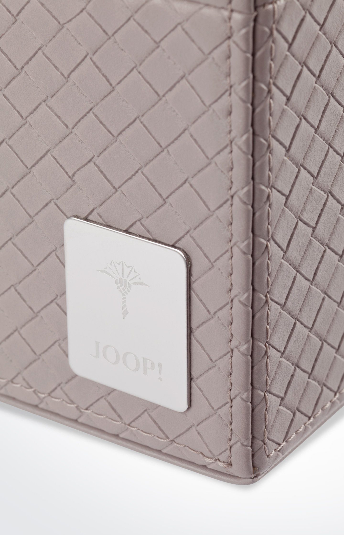 JOOP! Papierkorb JOOP! Bathline Papierkorb elegantes Design in Leder-Optik, mit JOOP! Metallbadge Logoplakette