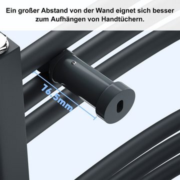 ELEGANT Elektrischer Badheizkörper Elektrischer Badheizkörper Heizkörper elektrisch Gebogen bad, Elektrischer Handtuchhalter mit Intelligentes Heizstab,Weiß/Sandgrau