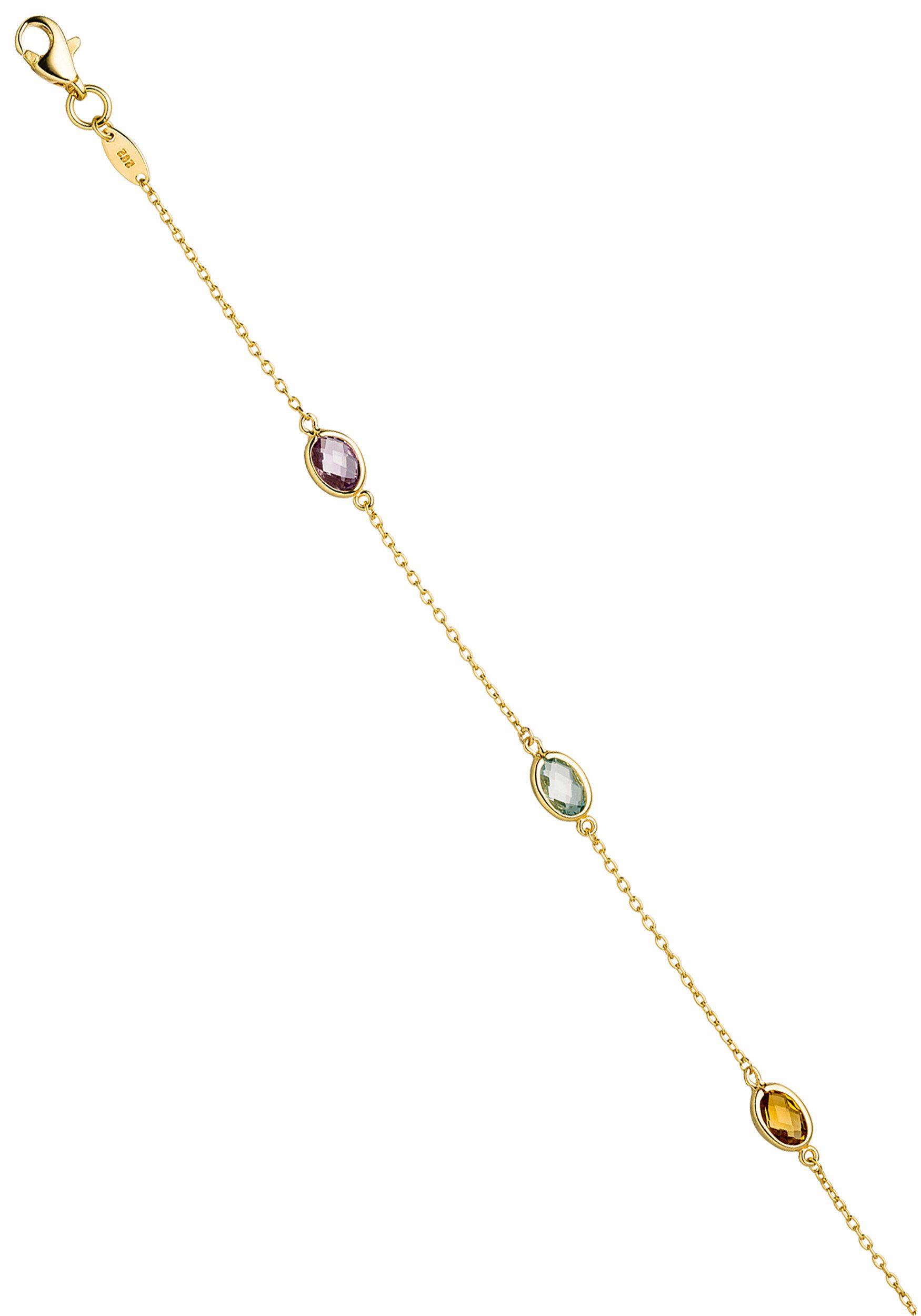 JOBO Goldarmband, 585 Gold mit Amethyst Blautopas Citrin