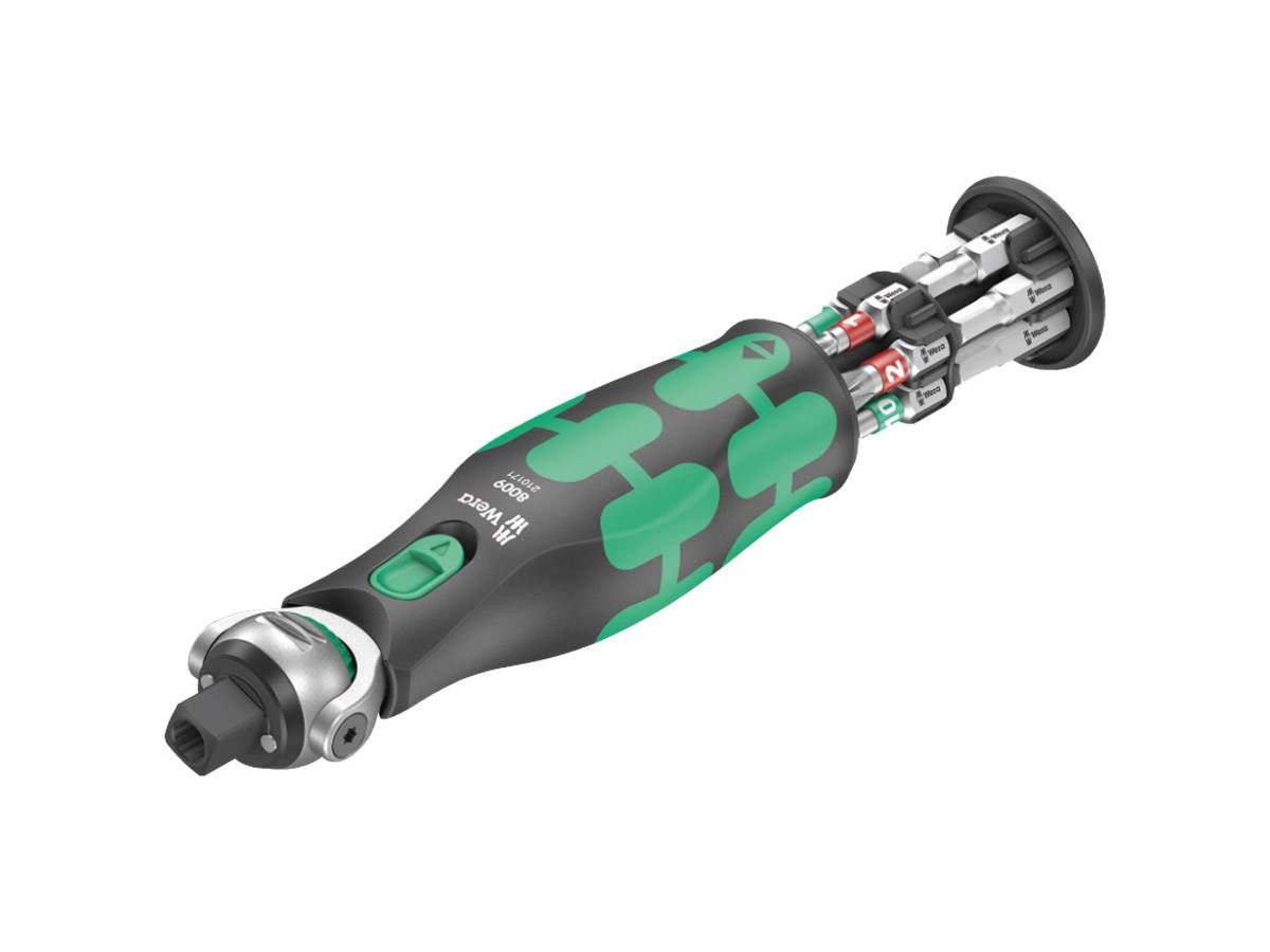 Wera Ratsche 8009 Zyklop Pocket Imperial (Set), Feinzahn-Umschaltknarre (72 Zähne), 5° Rückholwinkel