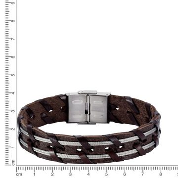 NOX Armband Leder braun Edelstahl