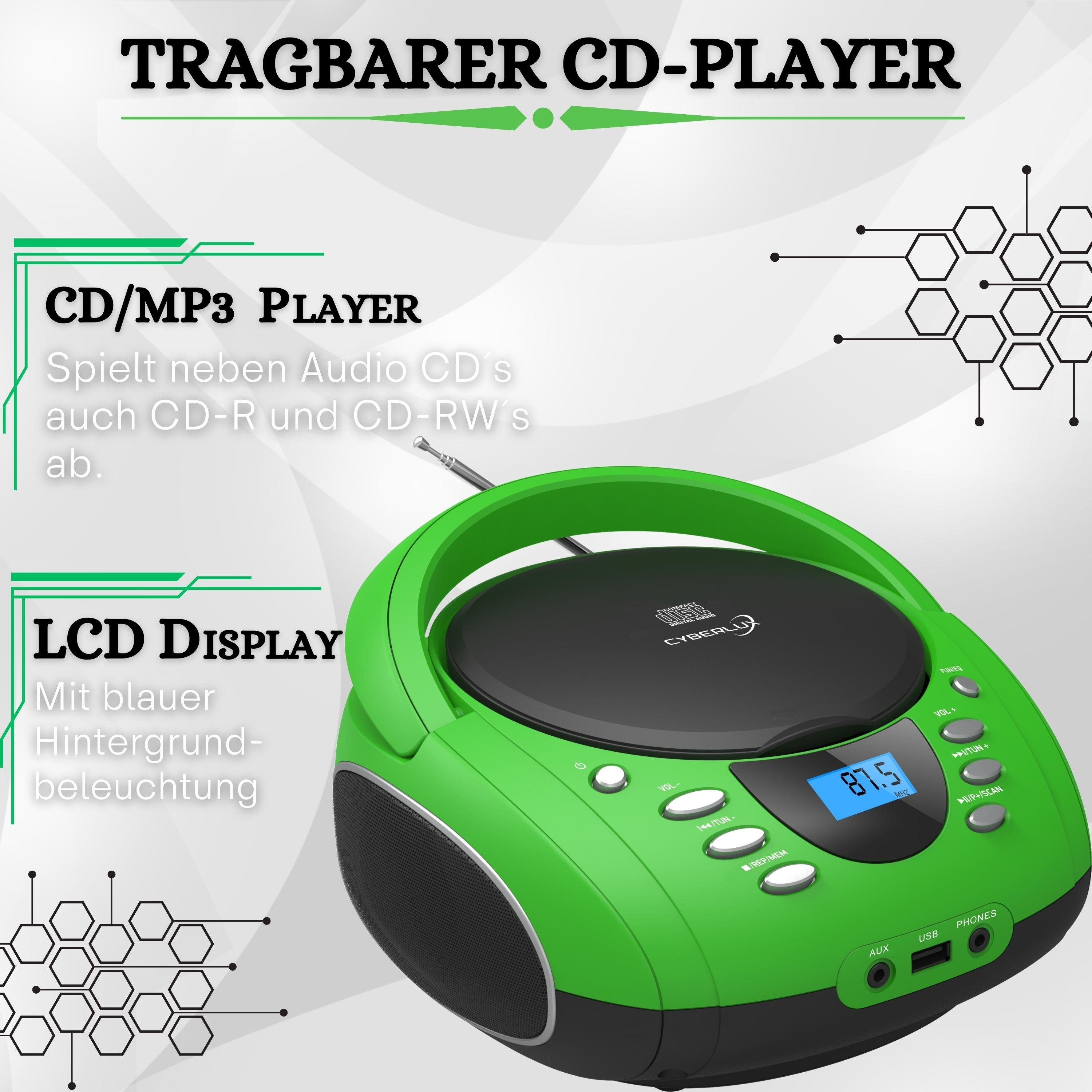 Cyberlux USB) MP3 CD (CD, CL-700 tragbar, tragbarer Player Kinder FM Musikbox, Boombox, CD-Player mit Radio