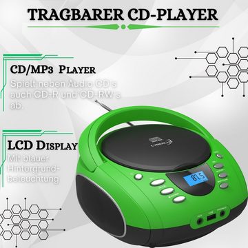 Cyberlux CL-700 tragbarer CD-Player (CD, Kinder CD Player tragbar, Boombox, Musikbox, FM Radio mit MP3 USB)