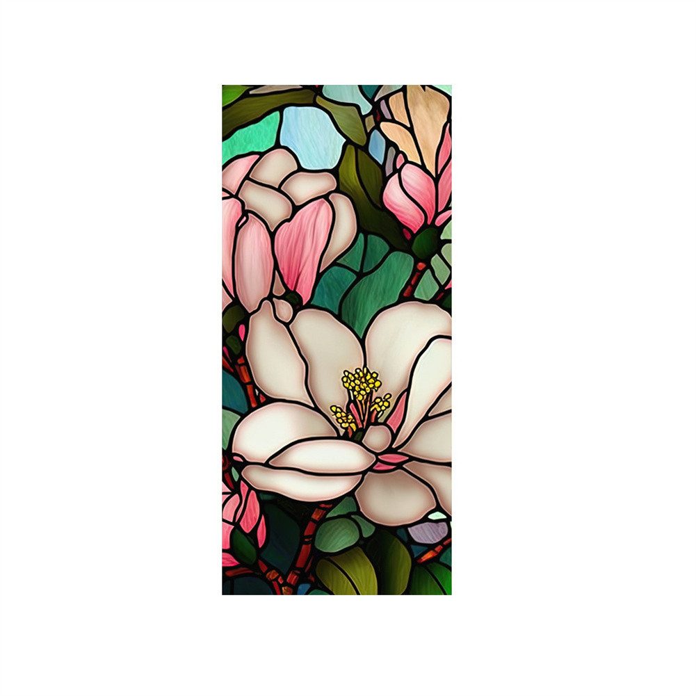 GarveeMore Fenstersticker Bunte florale Retro-Fensterfolie abnehmbar Uv-Blockierung Wärmedämmung, Nicht klebend Glasmalerei Fenster Film Dekor abnehmbar Static Cling