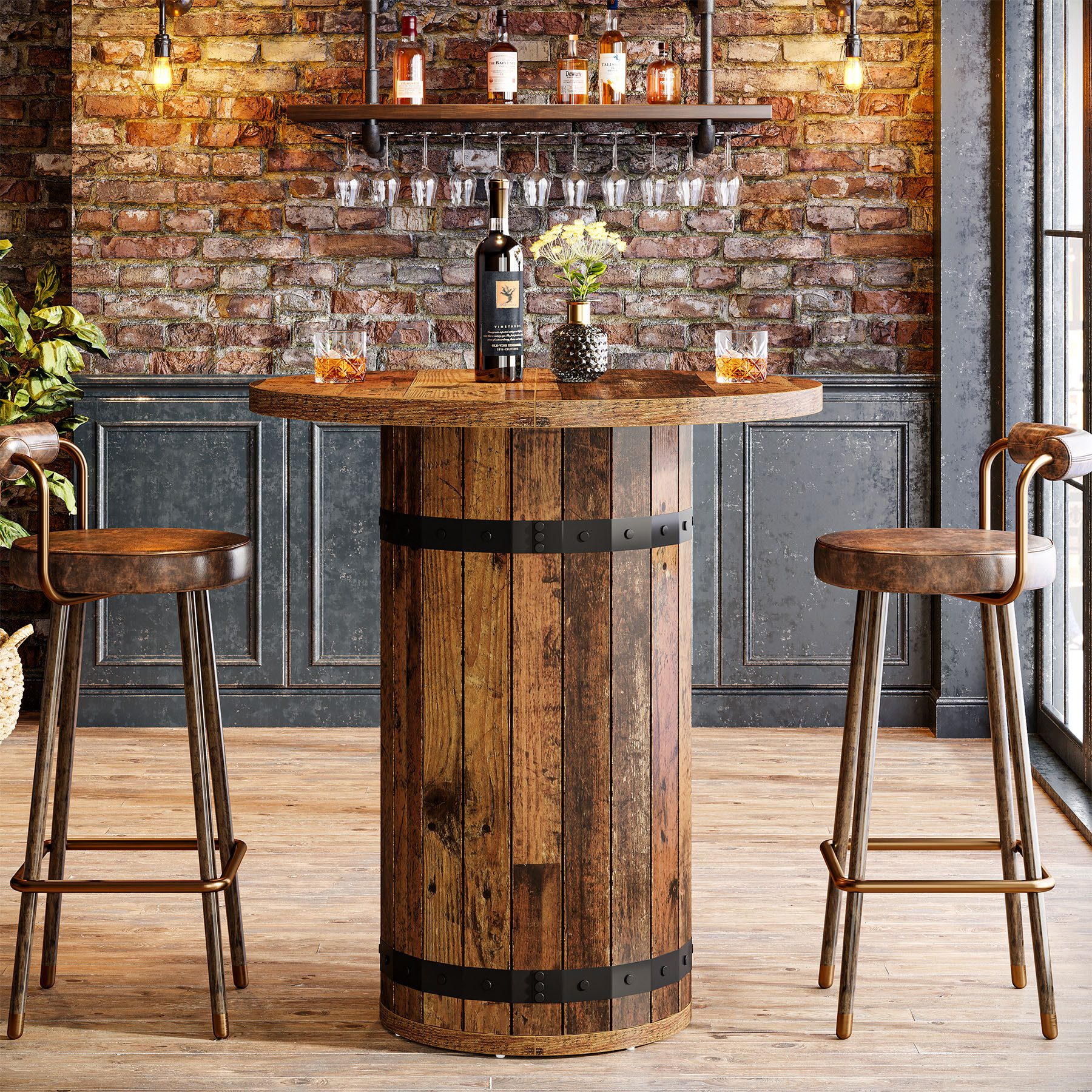 Tribesigns Bartisch Stehtisch Rund 80 x 80 cm Bistrotisch, Hochtisch für Küche, Getränketisch, für kleine Räume