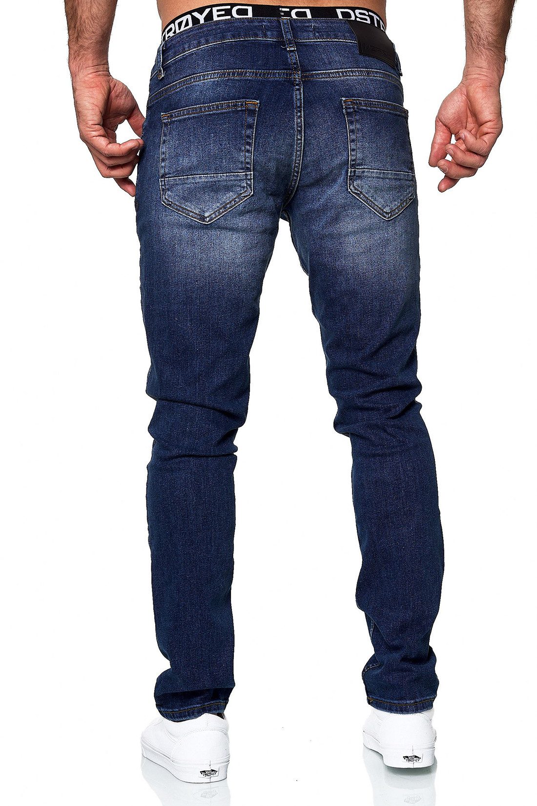 MERISH Slim-fit-Jeans MERISH Jeans Herren Slim Fit Stretch Jeanshose Designer Dunkelblau – Bild 4 von 4