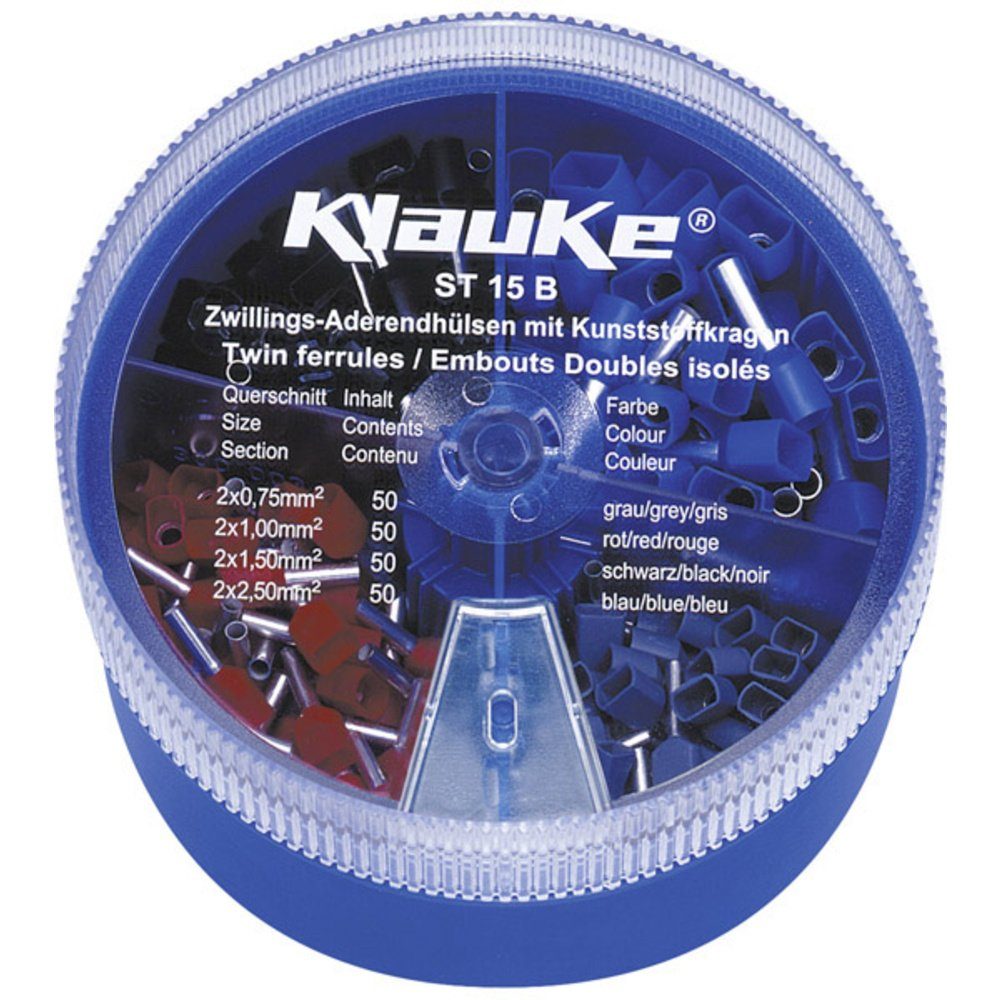 Klauke Ringkabelschuh Klauke ST15B Zwillings-Aderendhülsen-Sortiment 0.75 mm² 2.50 mm² Grau, ST15B