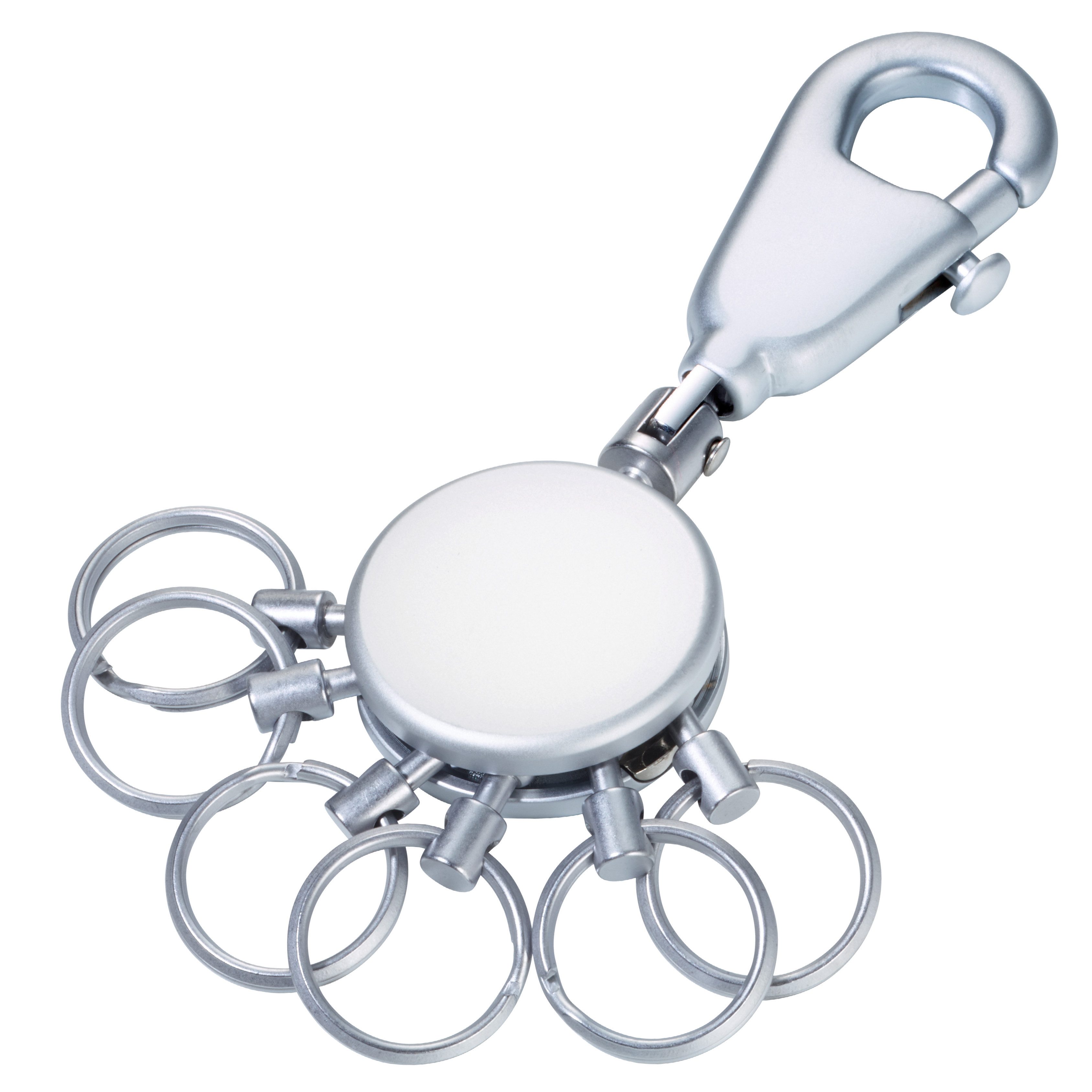 TROIKA Schlüsselanhänger PATENT mit Karabiner & 6 abnehmbaren Ringen, Metall Schlüsselorganizer, patentierter Schlüsselanhänger mit einzigartiger Funktion, in 3 Farben